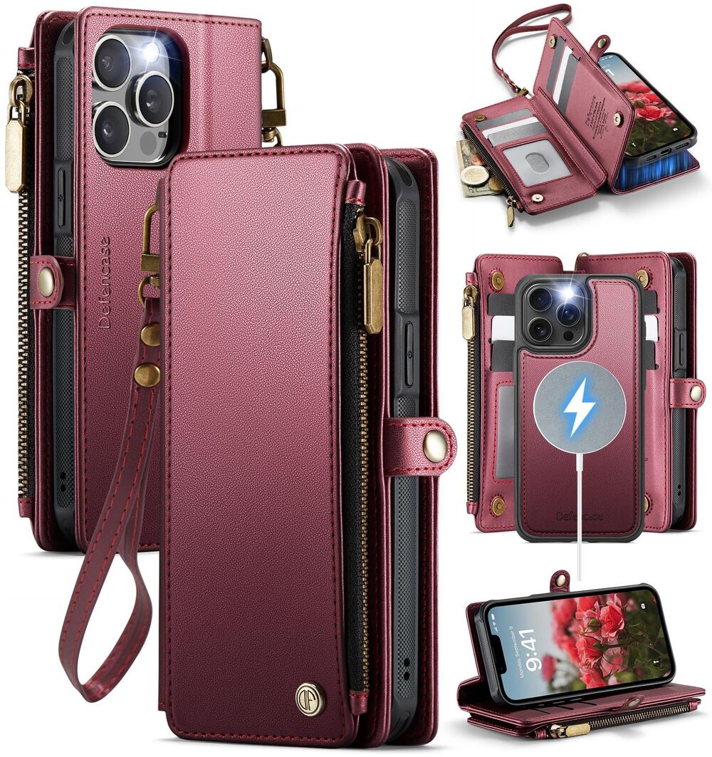 IPhone 15 Pro Max Card Holder PU Leather Detachable Wallet Case, 20G-185PH001